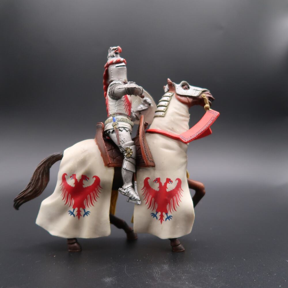 Blue Box Knight on Horse White Red Double Eagle Action Figure Fantasy Medieval